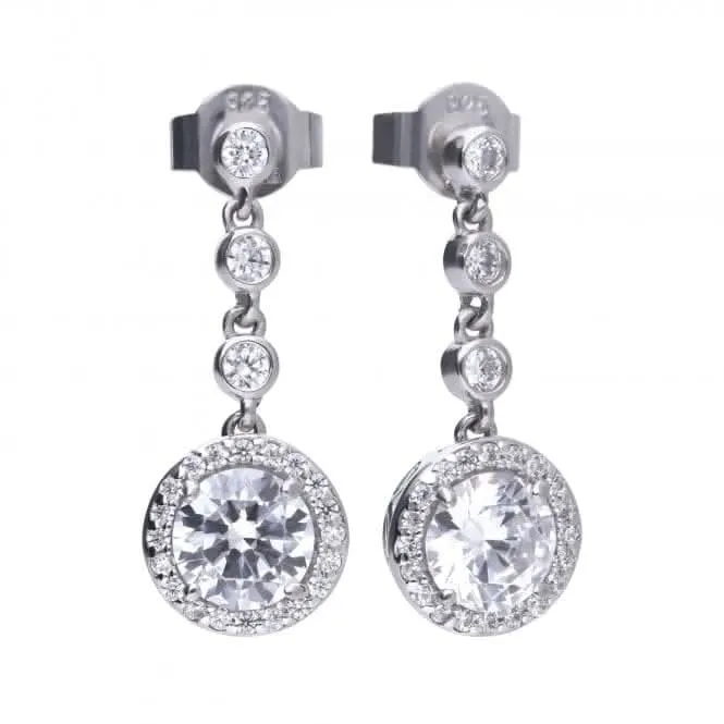 Boucles d'oreilles rondes en zircone blanche argentée Diamonfire E5588 - Bijoux Diamonfire