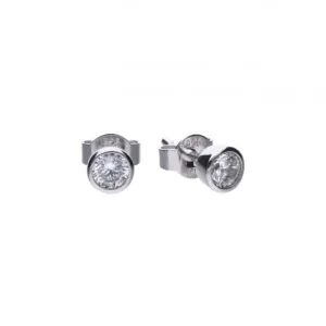 Boucles d'oreilles solitaires en zircone blanche argentée Diamonfire E5617 - Bijoux Diamonfire