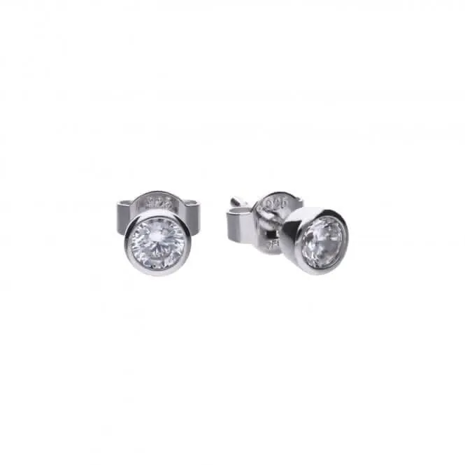 Boucles d'oreilles solitaires en zircone blanche argentée Diamonfire E5617 - Bijoux Diamonfire