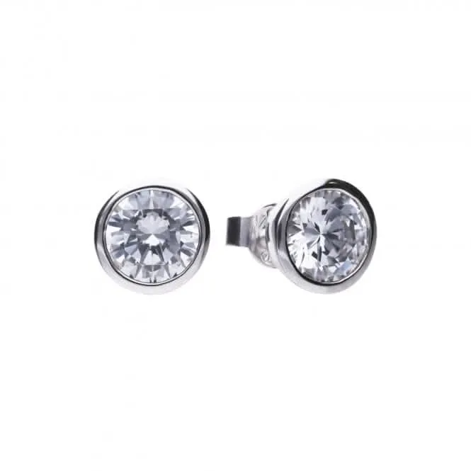 Boucles d'oreilles solitaires en zircone blanche argentée Diamonfire E5621 - Bijoux Diamonfire