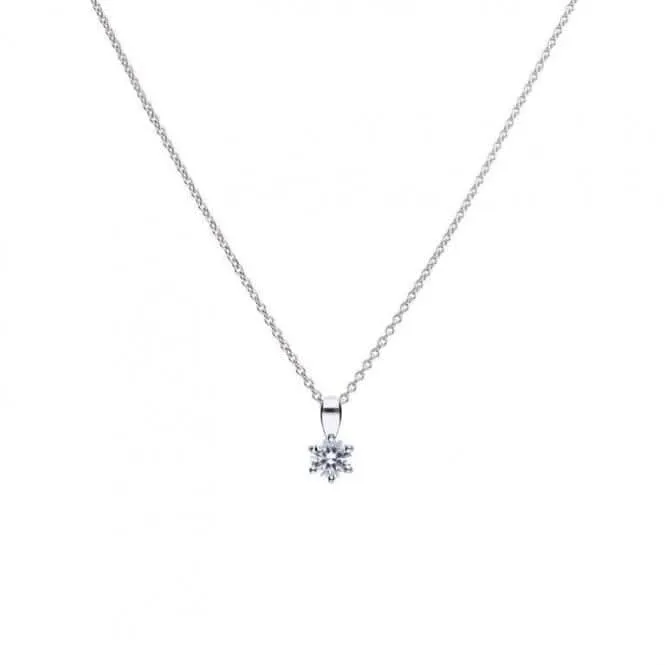 Pendentif solitaire en zircone blanche argentée Diamonfire P4611 - Bijoux Diamonfire