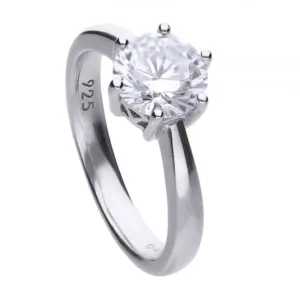 Bague solitaire en zircone blanche argentée Diamonfire R3622 - Bijoux Diamonfire