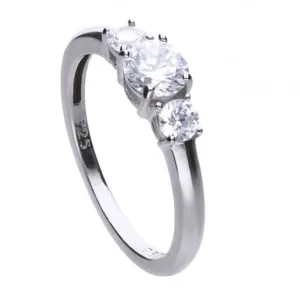 Bague solitaire en zircone blanche argentée Diamonfire R3624 - Bijoux Diamonfire
