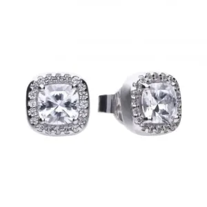 Boucles d'oreilles carrées en zircone blanche argentée Diamonfire E5590 - Bijoux Diamonfire