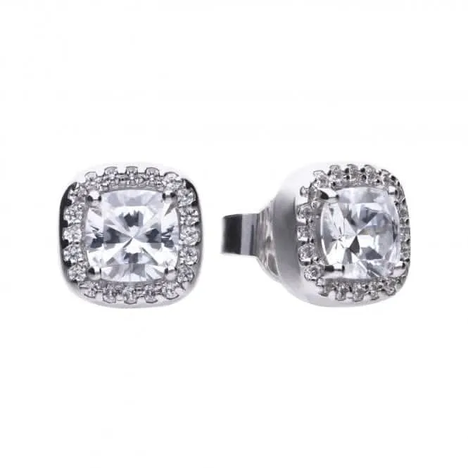 Boucles d'oreilles carrées en zircone blanche argentée Diamonfire E5590 - Bijoux Diamonfire
