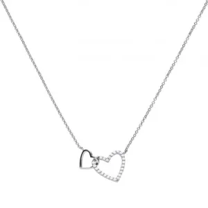 Diamonfire Zirconia Blanc Argenté Collier Deux Cœurs N4249 Bijoux Diamonfire
