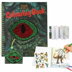Dino World coloring book w/sequin eye