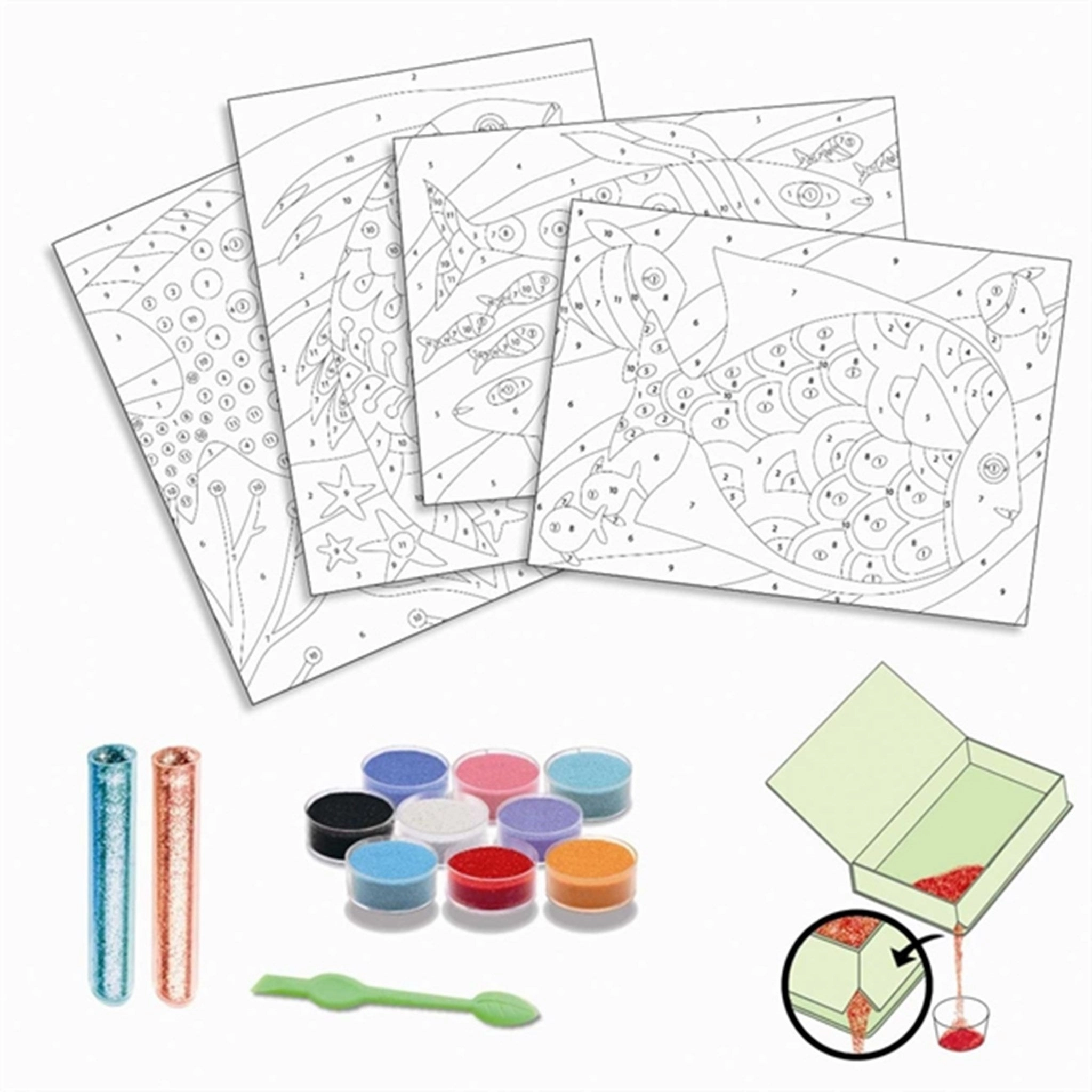 Djeco Creative Box Coloured Sand - Rainbow Fish