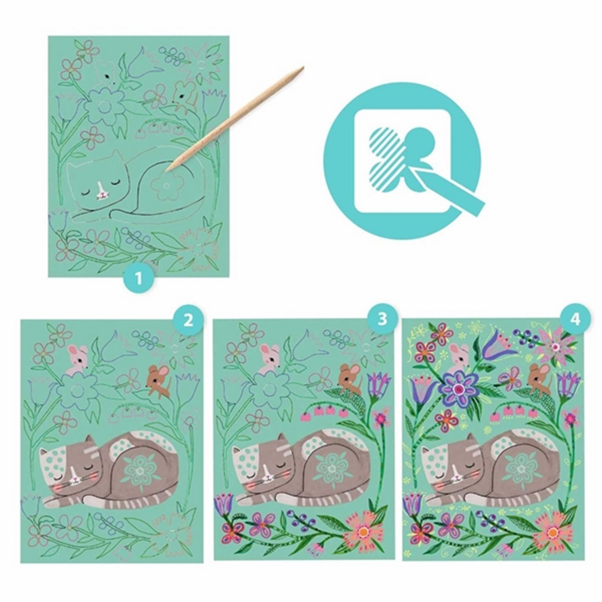 Djeco Scratch Kort Animals In The Forest