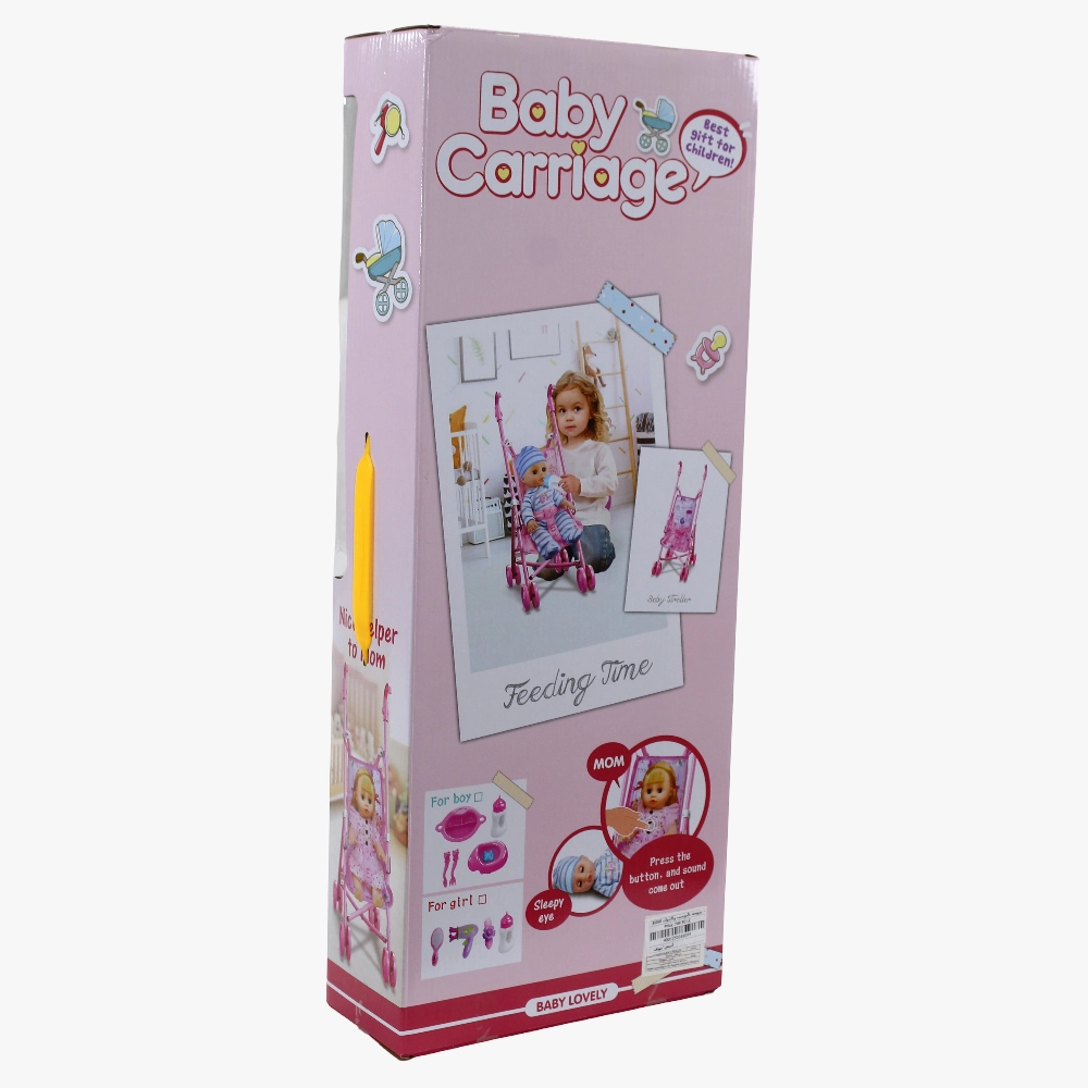 Doll with Stroller & Accessories  White & Purple Dress with Teddy Bears