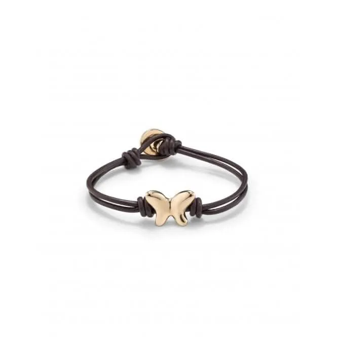 Bracelet Voltare en cuir à double brins plaqué or 18K PUL2389MARORO0M Unode50 Bijoux et accessoires