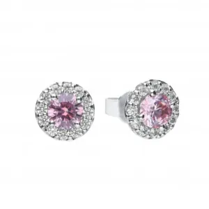 Boucles d'oreilles à clous pave en zirconium cubique rose foncé E5775 Diamonfire Jewellery