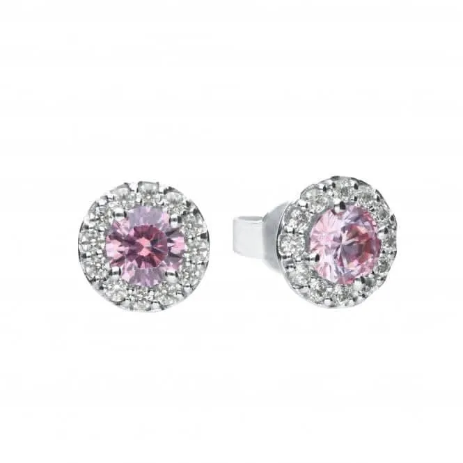 Boucles d'oreilles à clous pave en zirconium cubique rose foncé E5775 Diamonfire Jewellery