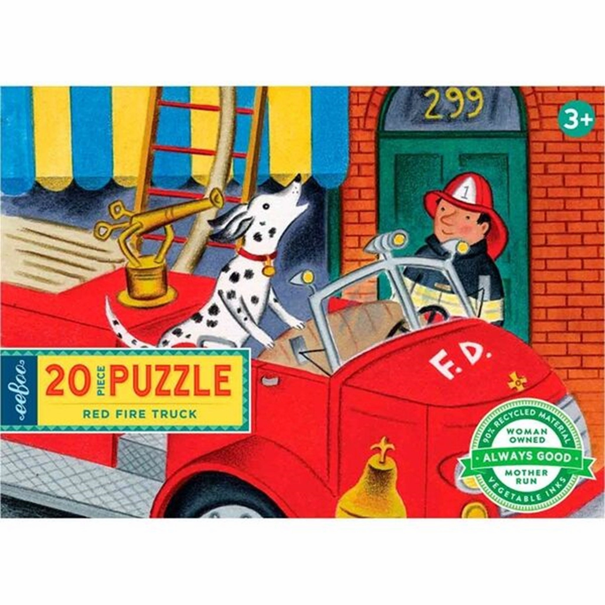 Eeboo Puzzle 20 Pieces - Red Fire Truck