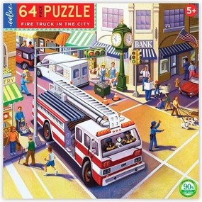 Eeboo Puzzle 64 Pieces - Firetruck in the City