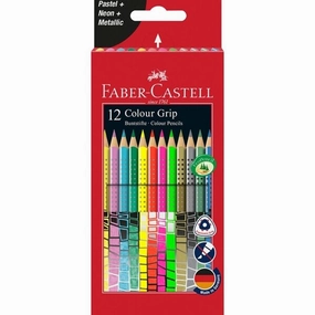 Faber Castell Grip 2001 Pastel, Neon, Metallic 12 Pencils