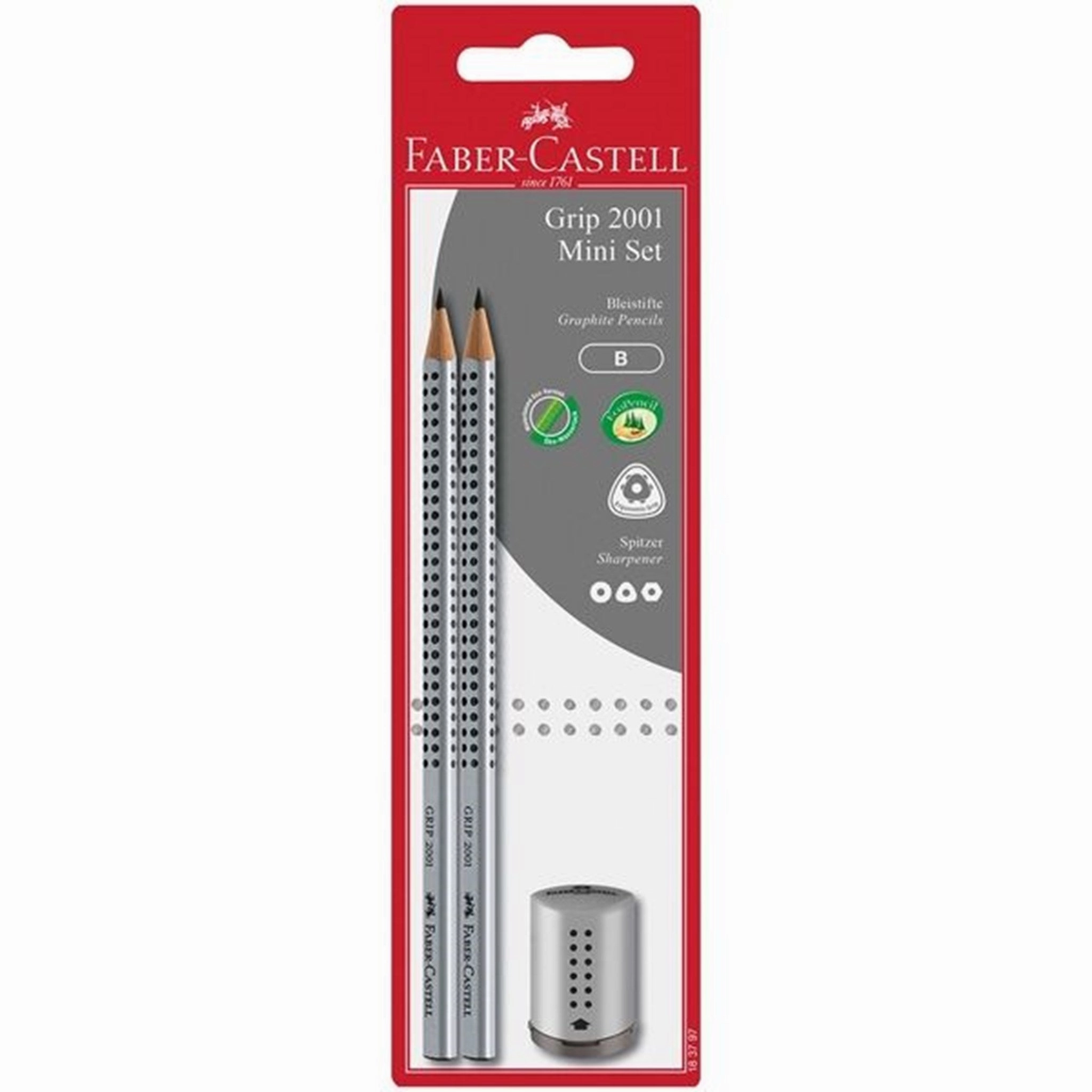 Faber Castell Grip 2001 Pencils 2 1 Mini Sharpener Silver