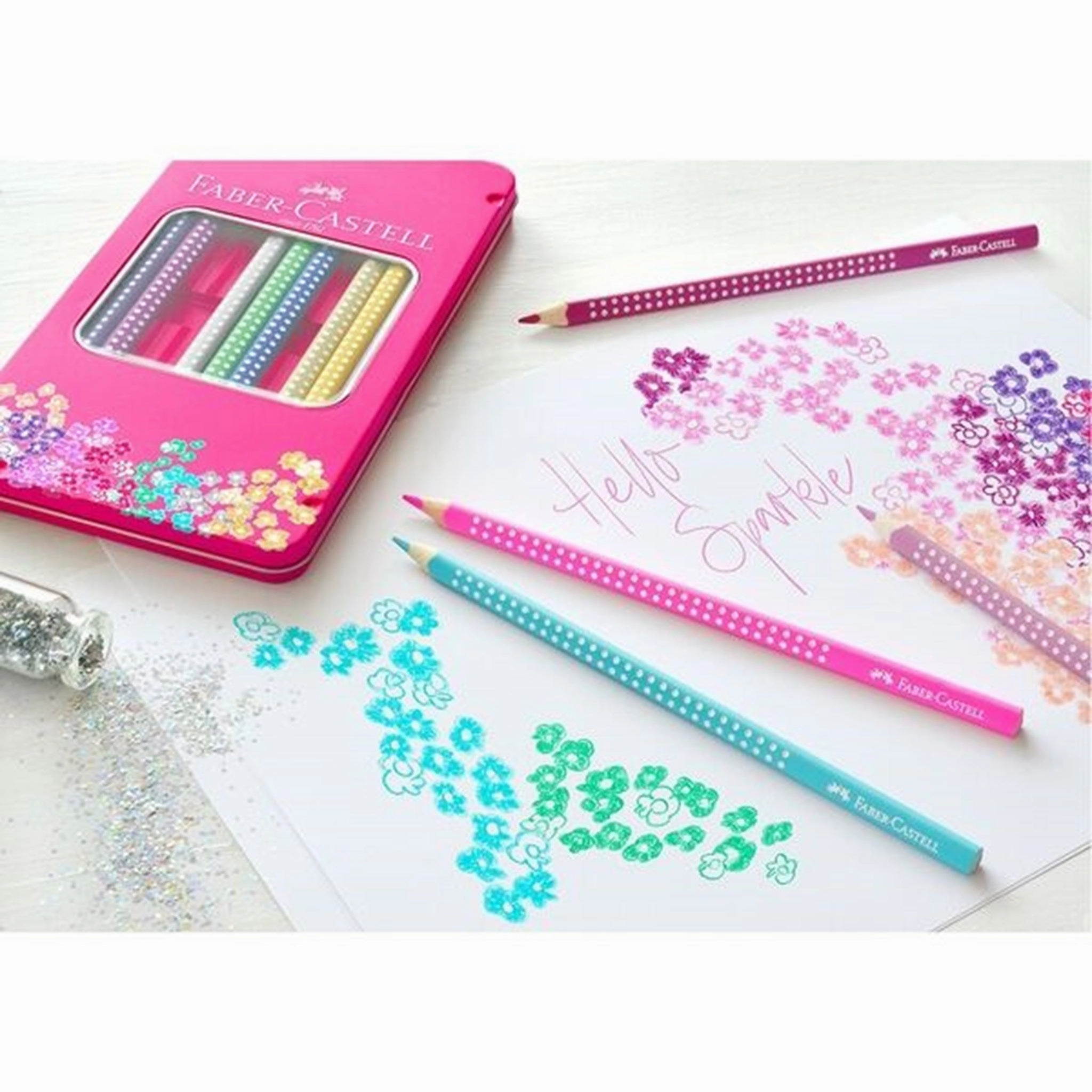 Faber Castell Sparkle Pencil Tin 12 Colour Pencils