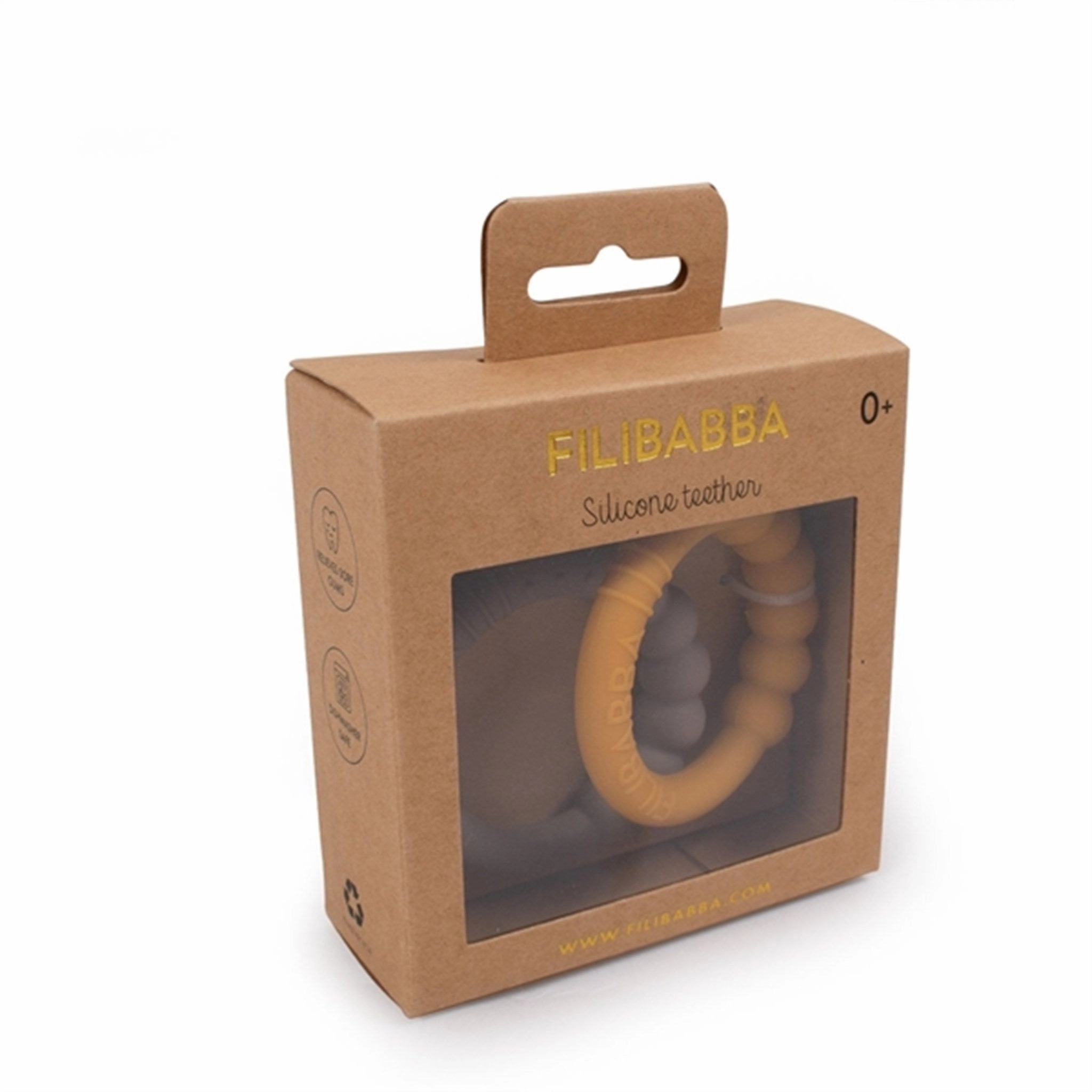 FILIBABBA Teether 2-pack Warm Grey   Honey Gold