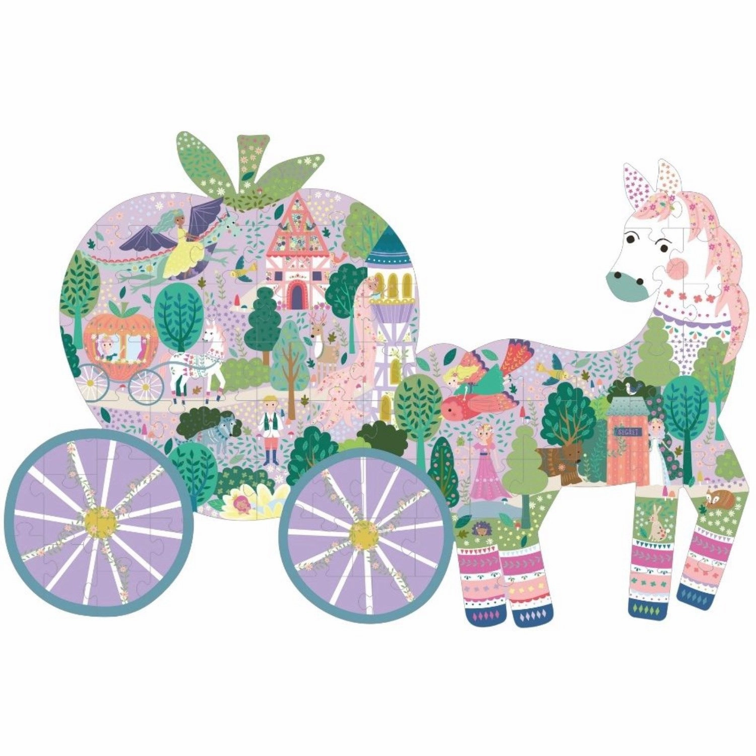 Floss & Rock Puslespil m. formet motiv & ske 80 brikker Fairy Tale