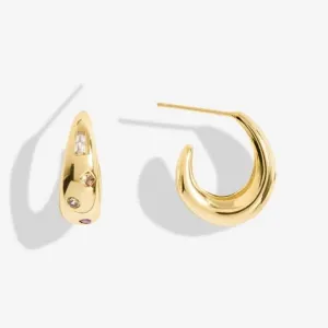 Boucles d'oreilles à anneaux plaqués or avec amas de pierres précieuses brillantes 7186 Joma Jewellery