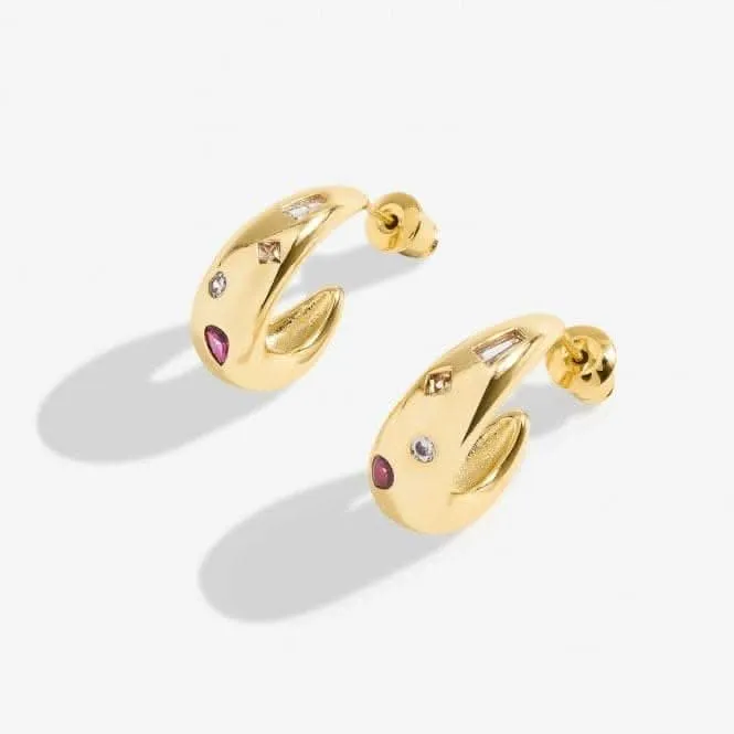 Boucles d'oreilles à anneaux plaqués or avec amas de pierres précieuses brillantes 7186 Joma Jewellery
