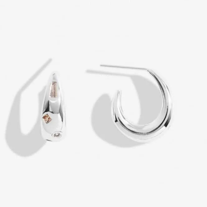 Boucles d'oreilles à anneaux plaqués argent avec amas de pierres précieuses brillantes 7185 Joma Jewellery