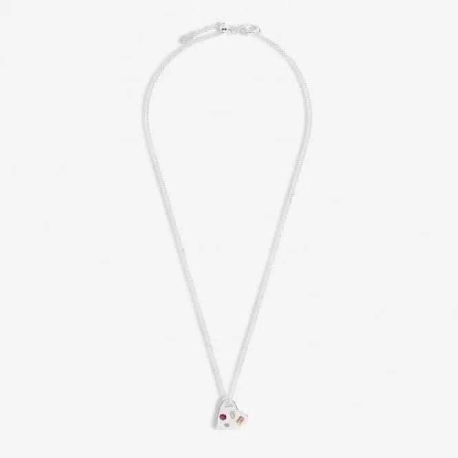 Collier ajustable de 50 cm en forme de cœur martelé plaqué argent avec finition gemme brillante 7181 Joma Jewellery