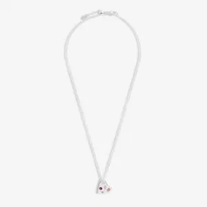 Collier ajustable de 50 cm en forme de cœur martelé plaqué argent avec finition gemme brillante 7181 Joma Jewellery