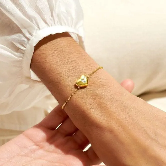 Bracelet ajustable plaqué or 19cm avec zirconia cœur brillant 7176 Joma Jewellery