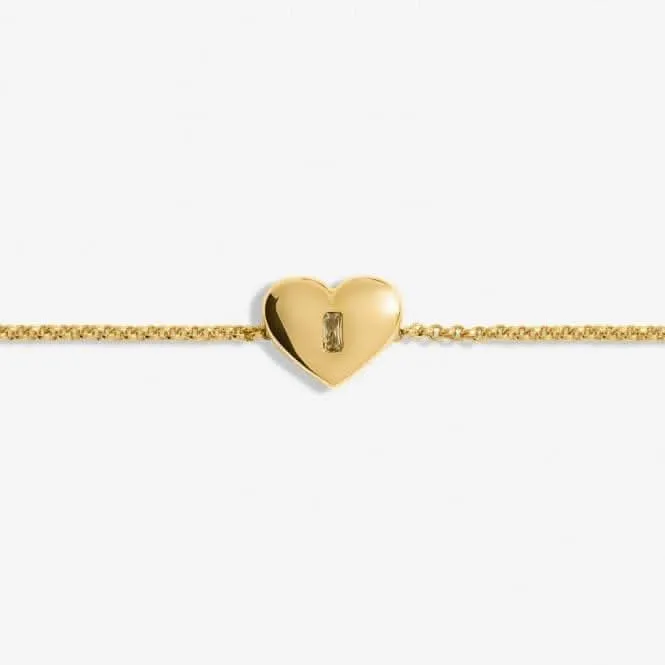 Bracelet ajustable plaqué or 19cm avec zirconia cœur brillant 7176 Joma Jewellery