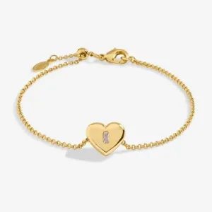 Bracelet ajustable plaqué or 19cm avec zirconia cœur brillant 7176 Joma Jewellery