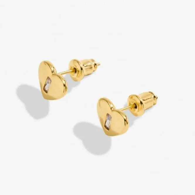 Boucles d'oreilles à clous plaquées or avec zirconia cœur brillant 7177 Joma Jewellery
