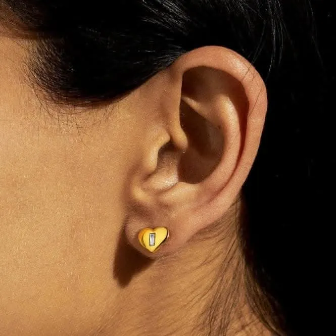 Boucles d'oreilles à clous plaquées or avec zirconia cœur brillant 7177 Joma Jewellery
