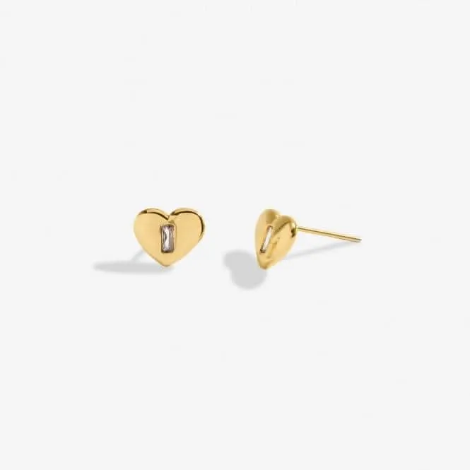 Boucles d'oreilles à clous plaquées or avec zirconia cœur brillant 7177 Joma Jewellery