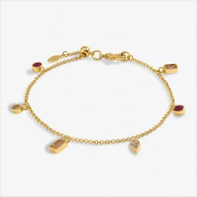Bracelet ajustable plaqué or 19 cm avec multi-gemmes brillantes 7179 Joma Jewellery