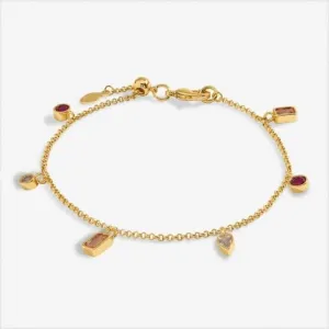 Bracelet ajustable plaqué or 19 cm avec multi-gemmes brillantes 7179 Joma Jewellery