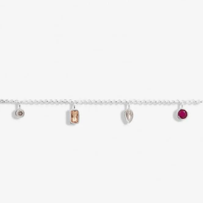 Bracelet ajustable plaqué argent 19cm avec multi-gemmes brillantes 7178 Joma Jewellery