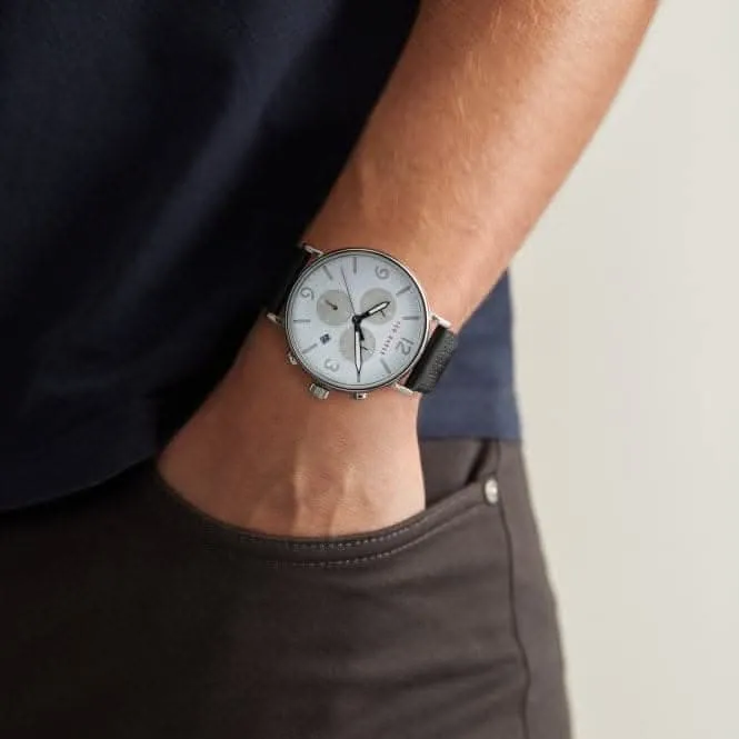 Montre Gents Barnett en cuir noir avec rétroéclairage BKPBAS203