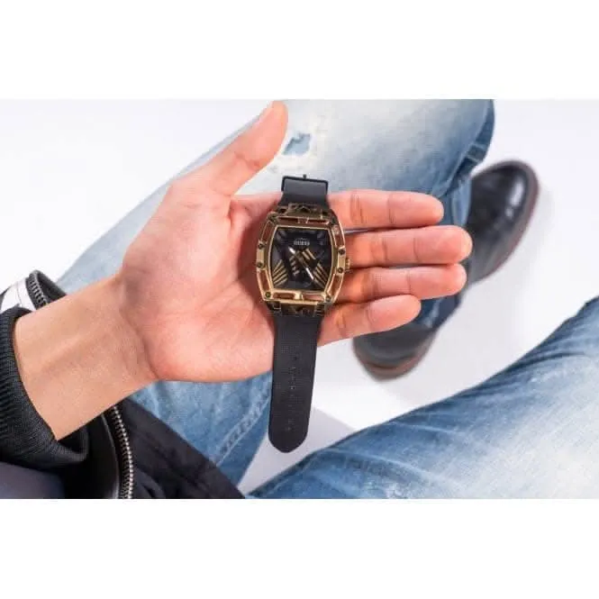 Gents Legend Cuir véritable Silicone Monture dorée Montre GW0500G1