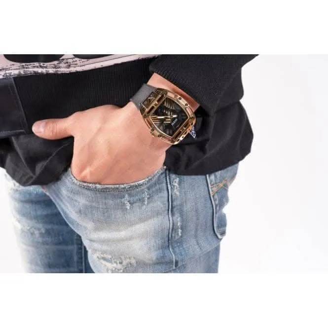 Gents Legend Cuir véritable Silicone Monture dorée Montre GW0500G1