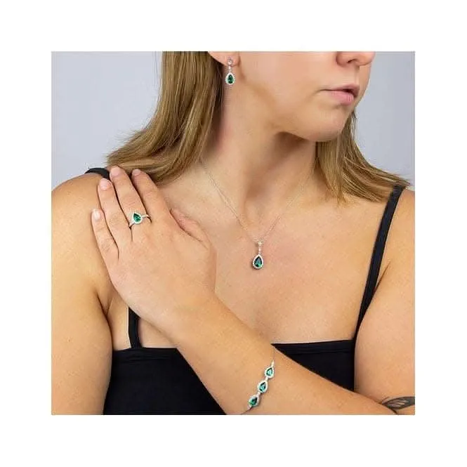 Bague en forme de larme verte pavée entourée de diamants R3780 Diamonfire Jewellery