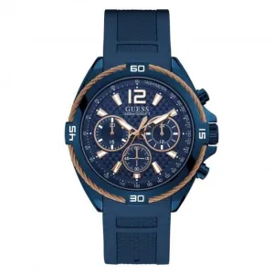 Montre Guess Gents Blue Rose Gold avec détails en fil doré W1168G4