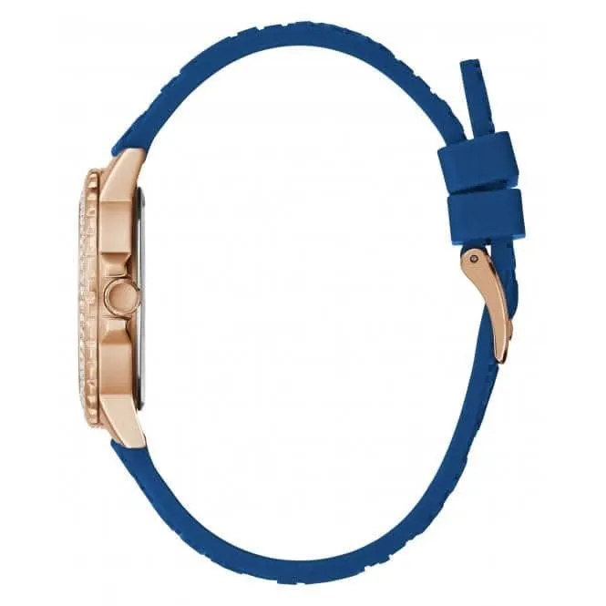 Guess Ladies Crown Jewel Montre en Silicone Rose Or GW0411L2