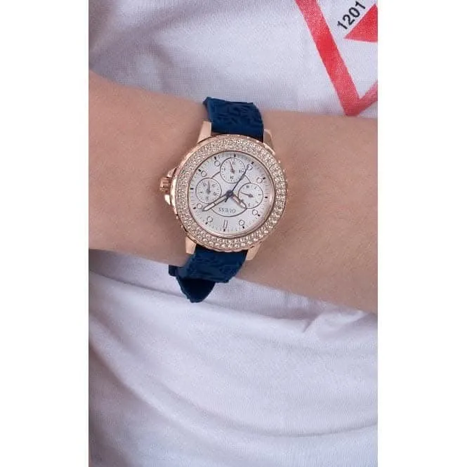 Guess Ladies Crown Jewel Montre en Silicone Rose Or GW0411L2