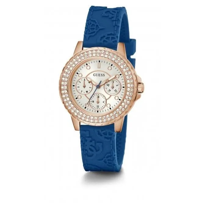 Guess Ladies Crown Jewel Montre en Silicone Rose Or GW0411L2