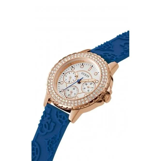 Guess Ladies Crown Jewel Montre en Silicone Rose Or GW0411L2