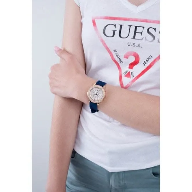 Guess Ladies Crown Jewel Montre en Silicone Rose Or GW0411L2