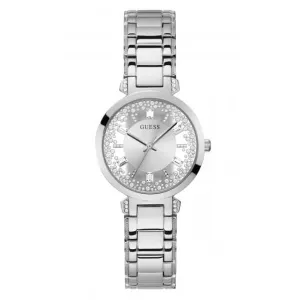 Montre Guess Ladies en acier inoxydable argenté avec cadran cristal transparent GW0470L1