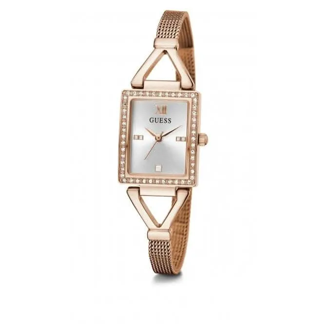 Guess Ladies Grace Montre en Acier Inoxydable Bracelet Maillé Or Rose GW0400L3